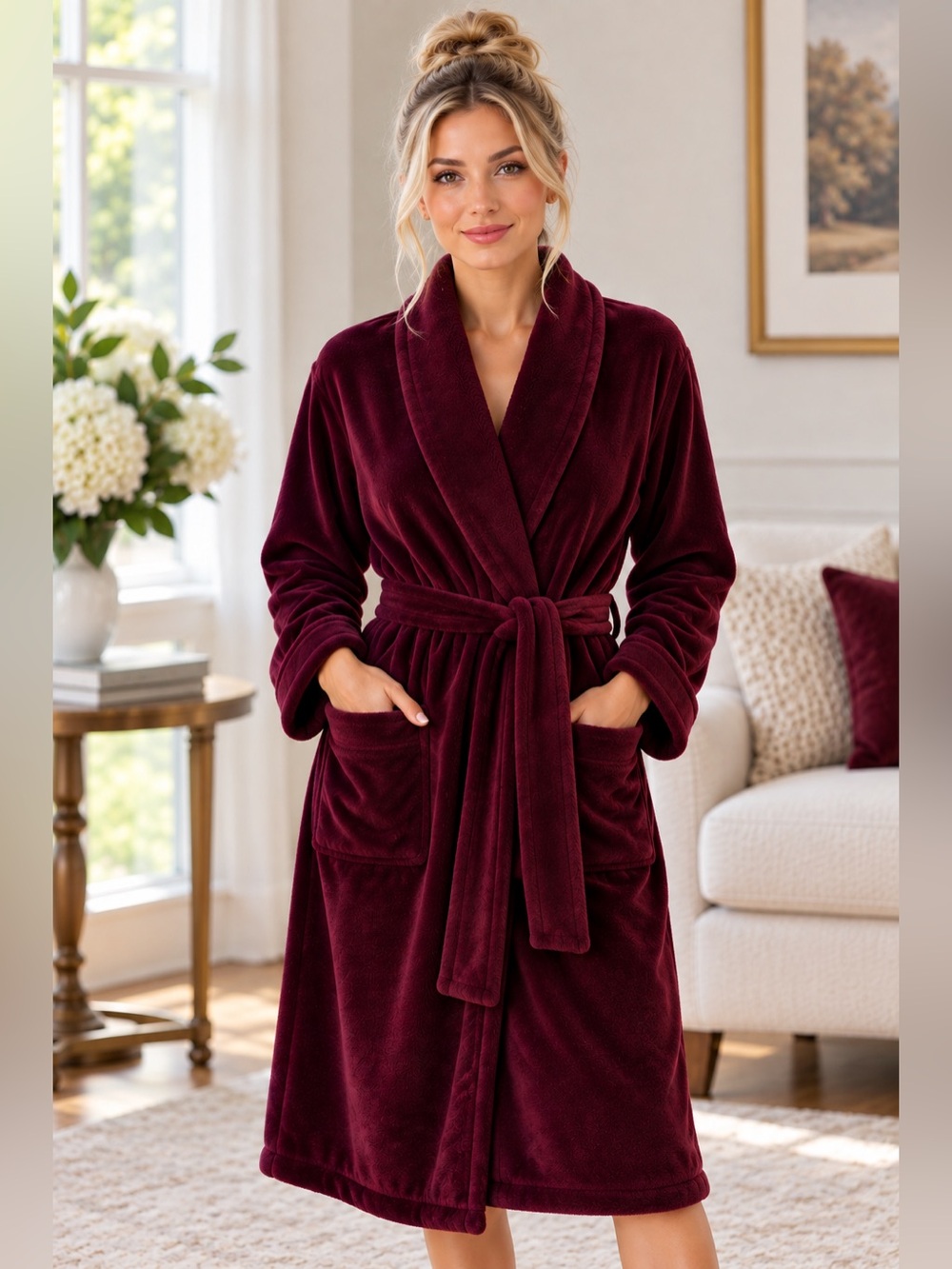 Victoria’s Secret Women’s Burgundy Plush Robe – Size XS/S
